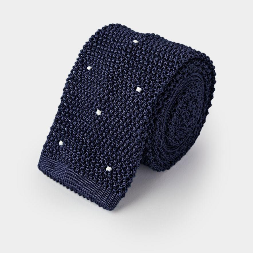 White Spot Knitted Silk Tie
