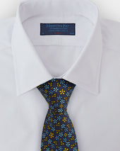 Yellow Blue Floral Printed Silk Tie