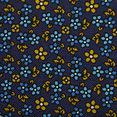 Yellow Blue Floral Printed Silk Tie