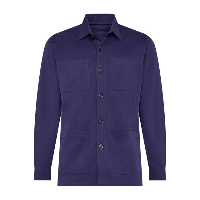 Cotton Twill Chore Jacket in Marine Blue