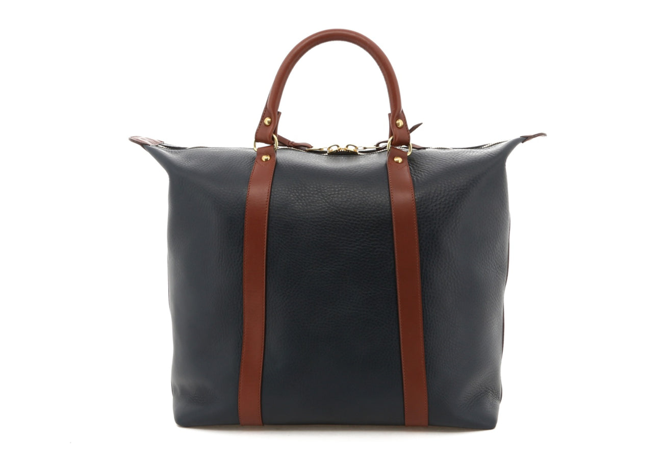 Hampton Tote - Navy / Chestnut Trim - Tumbled