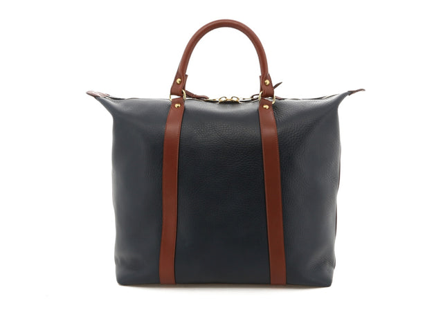 Hampton Tote - Navy / Chestnut Trim - Tumbled