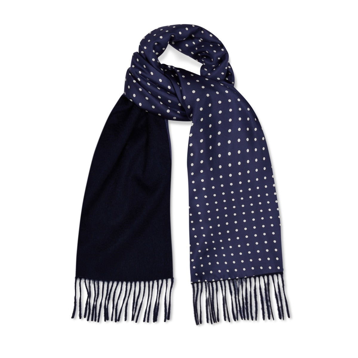 Silk Spot Scarf With Cashmere Backing In