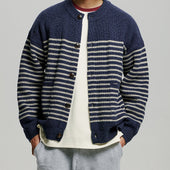 Wool Stripe Round Cardigan