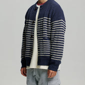 Wool Stripe Round Cardigan