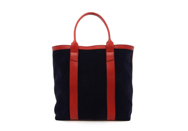 Tall Tote - Navy Suede / Peach Trim