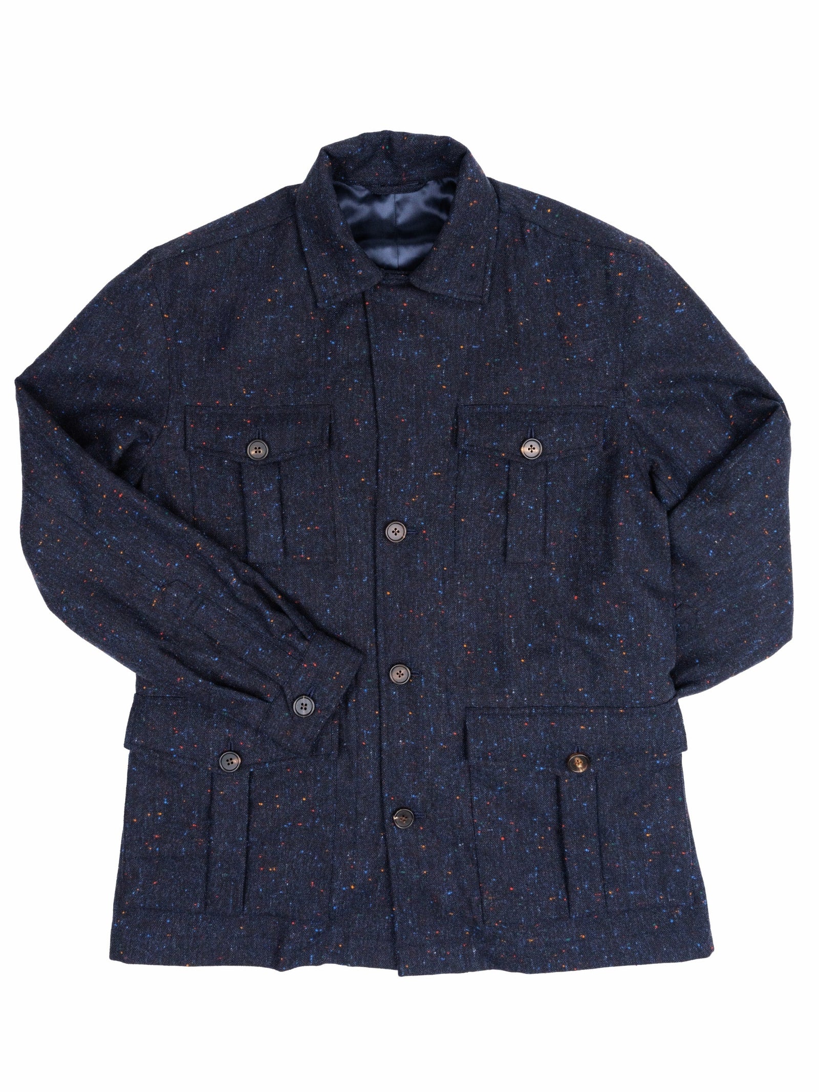 Navy Donegal Tweed Safari Jacket