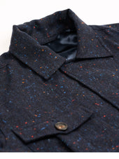 Navy Donegal Tweed Safari Jacket