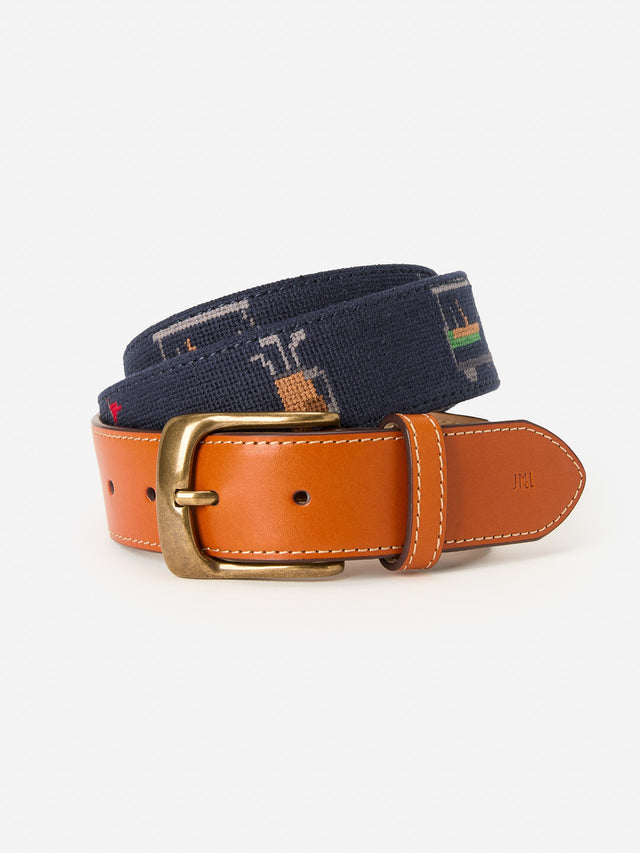 Navy Golf Needlepoint Belt | Men's Belts | J.McLaughlin