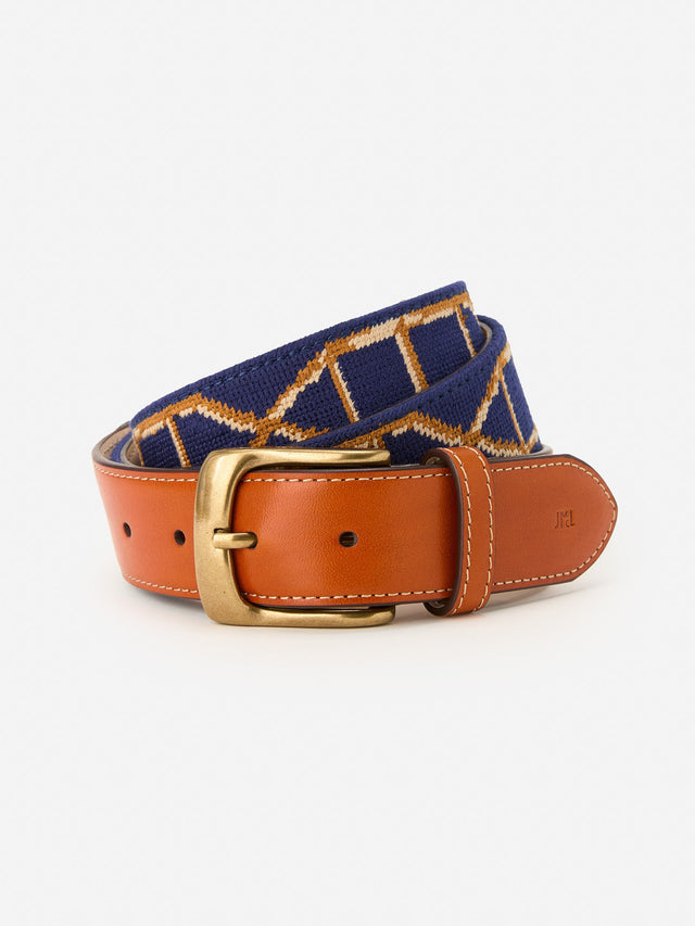 Navy Bamboo Needlepoint Belt | Men's Belts | J.McLaughlin