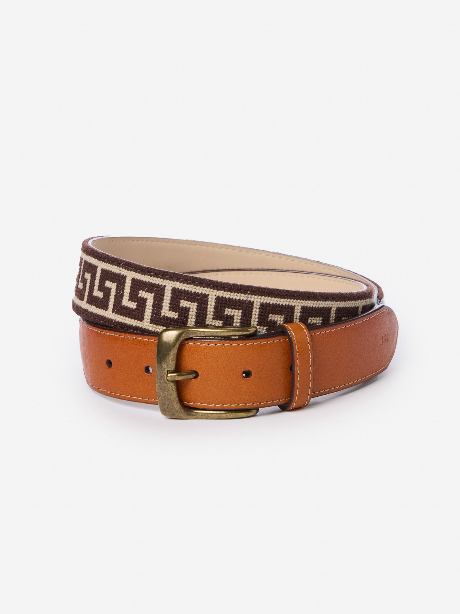 Dk Brown Greek Key Needlepoint Belt Men S Belts J Mclaughlin