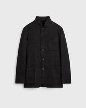 Nehru Jacket - Raw Silk - Black