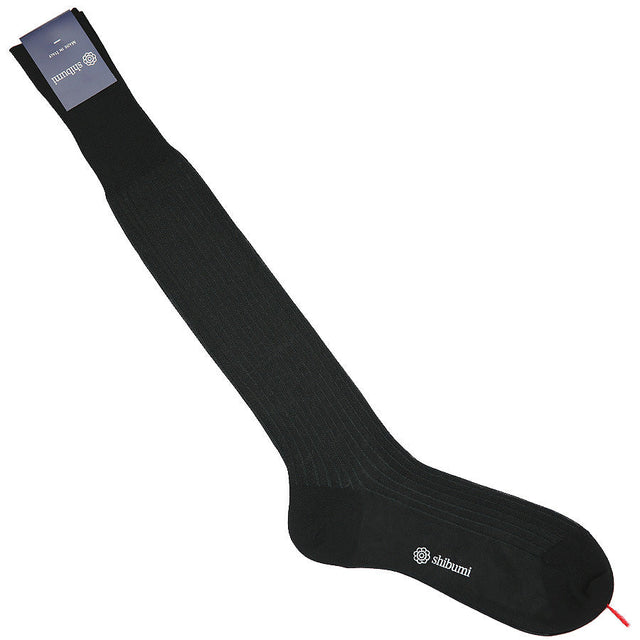 Knee Socks - Shadow Stripes - Black / Grey - Pure Cotton