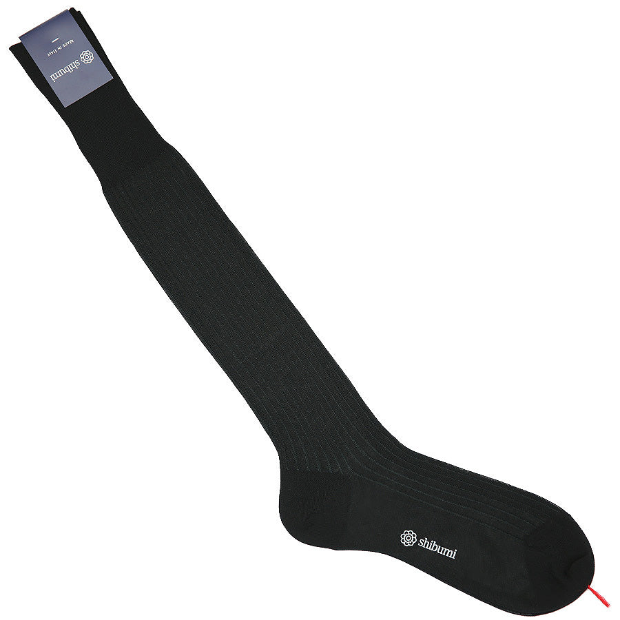 Knee Socks Shadow Stripes Black Wool