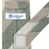 Triple Stripe Pure Cashmere Bespoke Tie Beige Moss