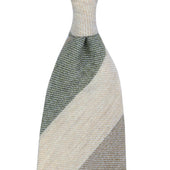 Triple Stripe Pure Cashmere Bespoke Tie Beige Moss
