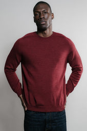 Pull Aris Col Rond - Rouge Chiné