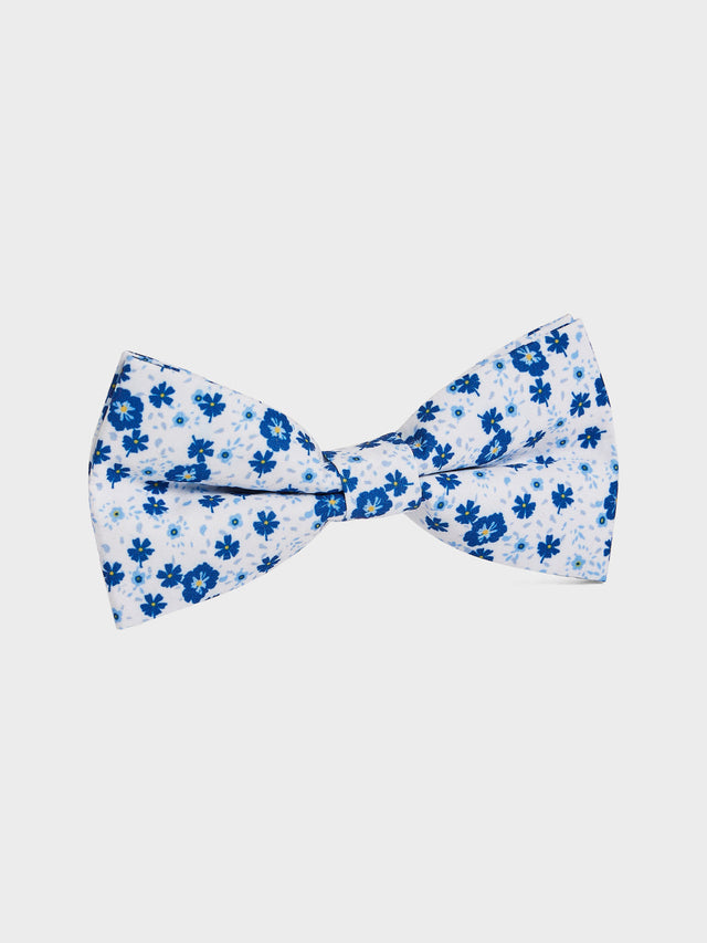 Noeud papillon à motif fleuri bleu azur