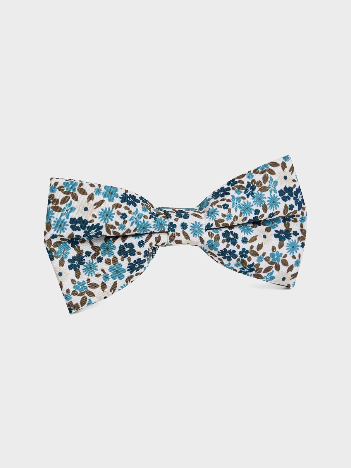Noeud Papillon Motif Fleuri Bleu Prusse Et Kaki