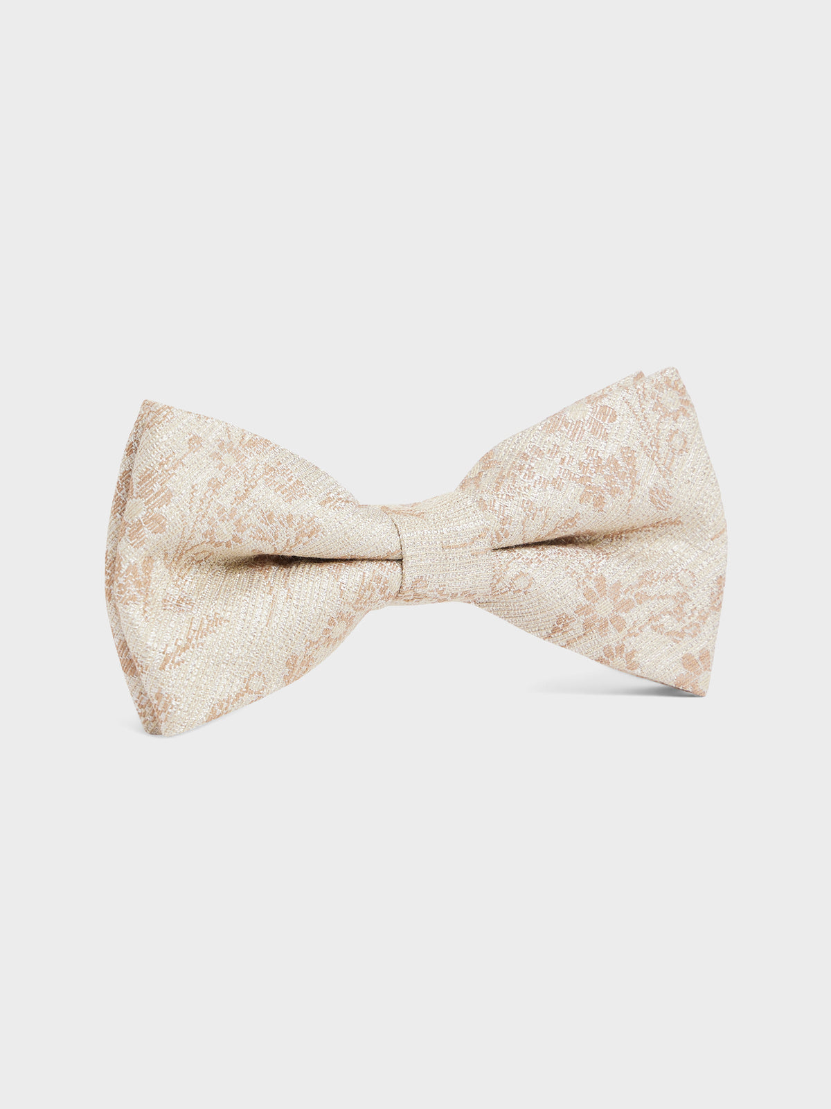 Noeud Papillon En Coton Et Soie Beiges Motif Fleuri