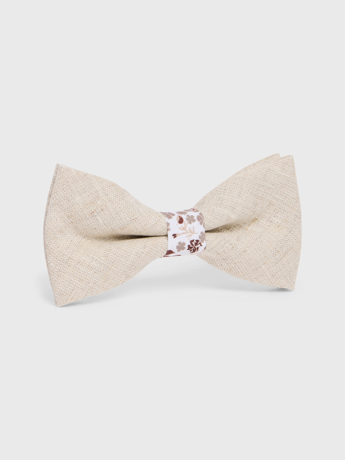 Noeud Papillon Bi Mati Re Beige Motif Fleuri