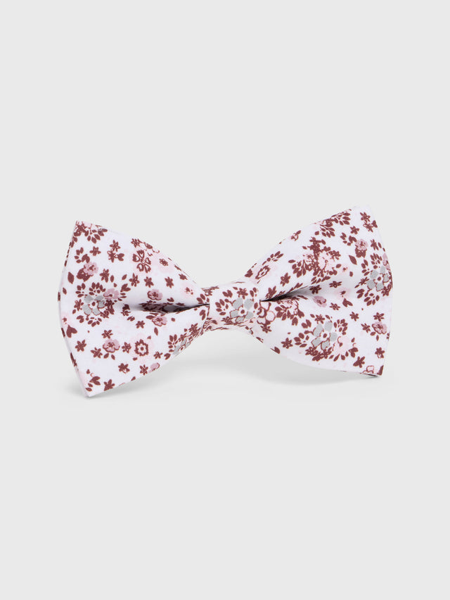 Noeud papillon à motif fleuri bordeaux