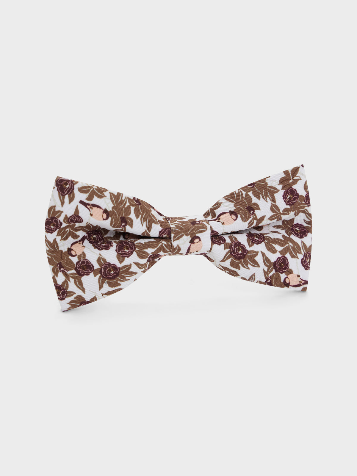 Noeud Papillon Bordeaux Motif Fleuri Rose Et Beige