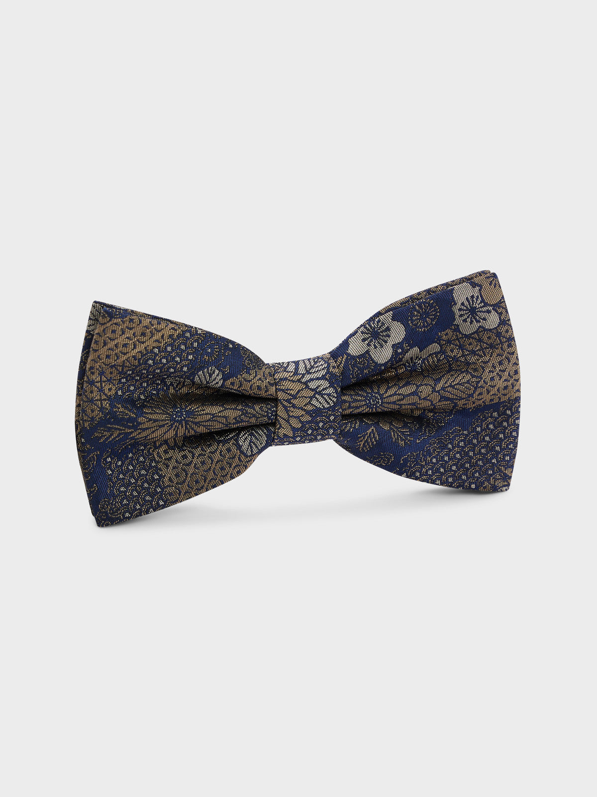 Noeud Papillon En Soie M Lang E Bleue Motif Fleuri Camel