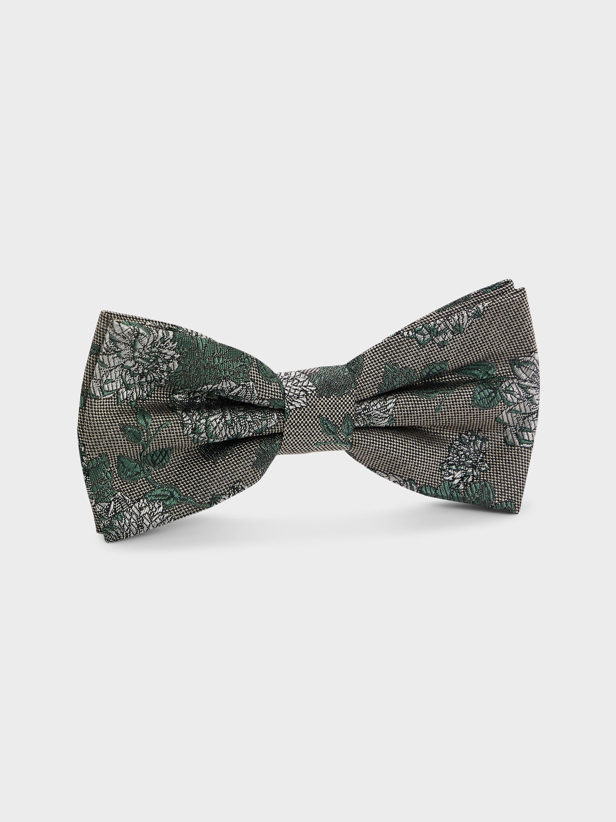 Noeud Papillon En Soie M Lang E Kaki Motif Fleuri Blanc
