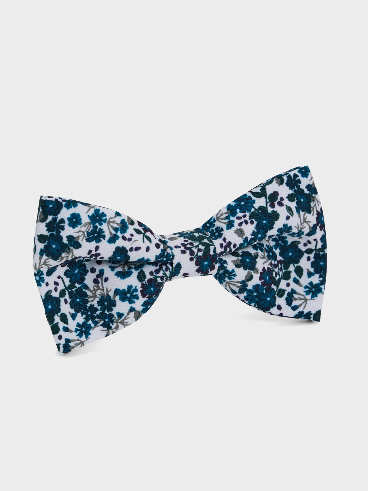 Noeud Papillon Bleu Prusse Motif Fleuri Vert