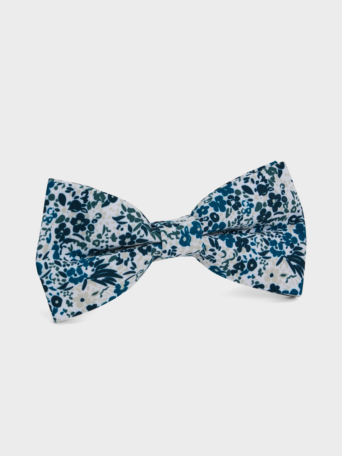 Noeud Papillon Vert Motif Fleuri Bleu
