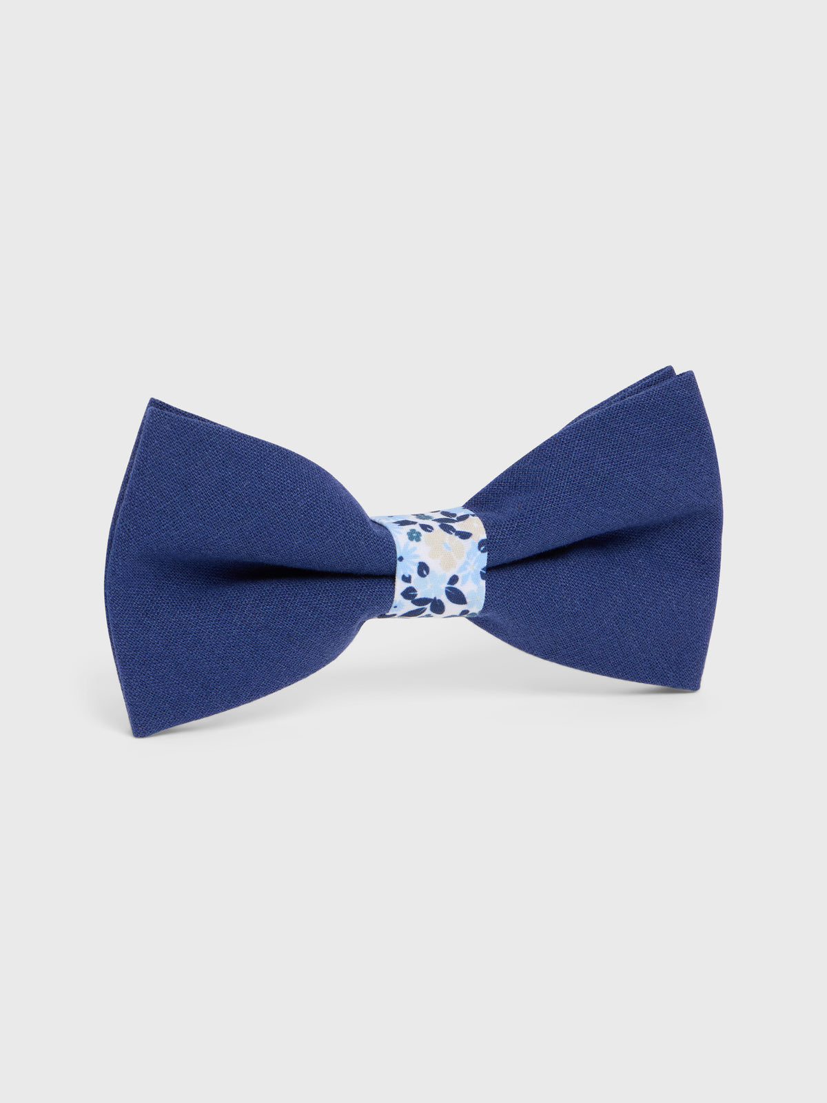 Noeud Papillon Bi Mati Re Bleu Indigo Motif Fleuri