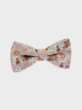 Noeud papillon en soie mélangée à motif fleuri terracotta