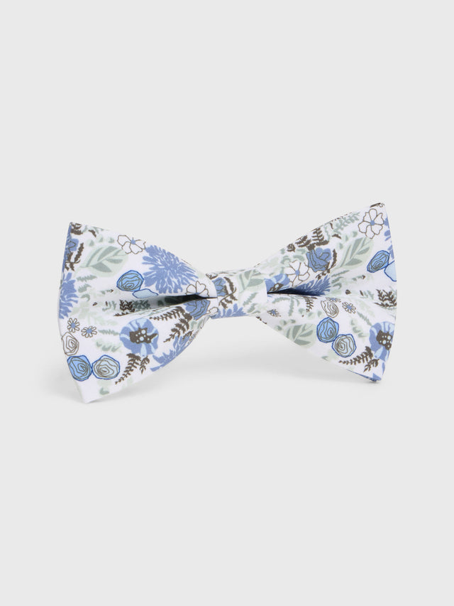 Noeud papillon à motif fleuri vert d'eau et bleu