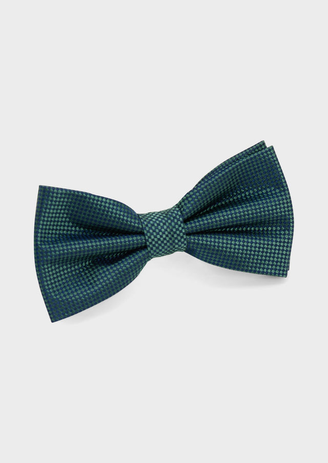 Noeud-papillon en soie à carreaux bleu marine et vert bouteille