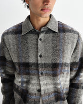 Nolan Grey And Blue Check Wool Overshirt