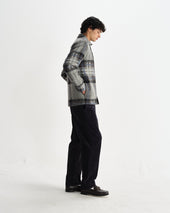 Nolan Grey And Blue Check Wool Overshirt