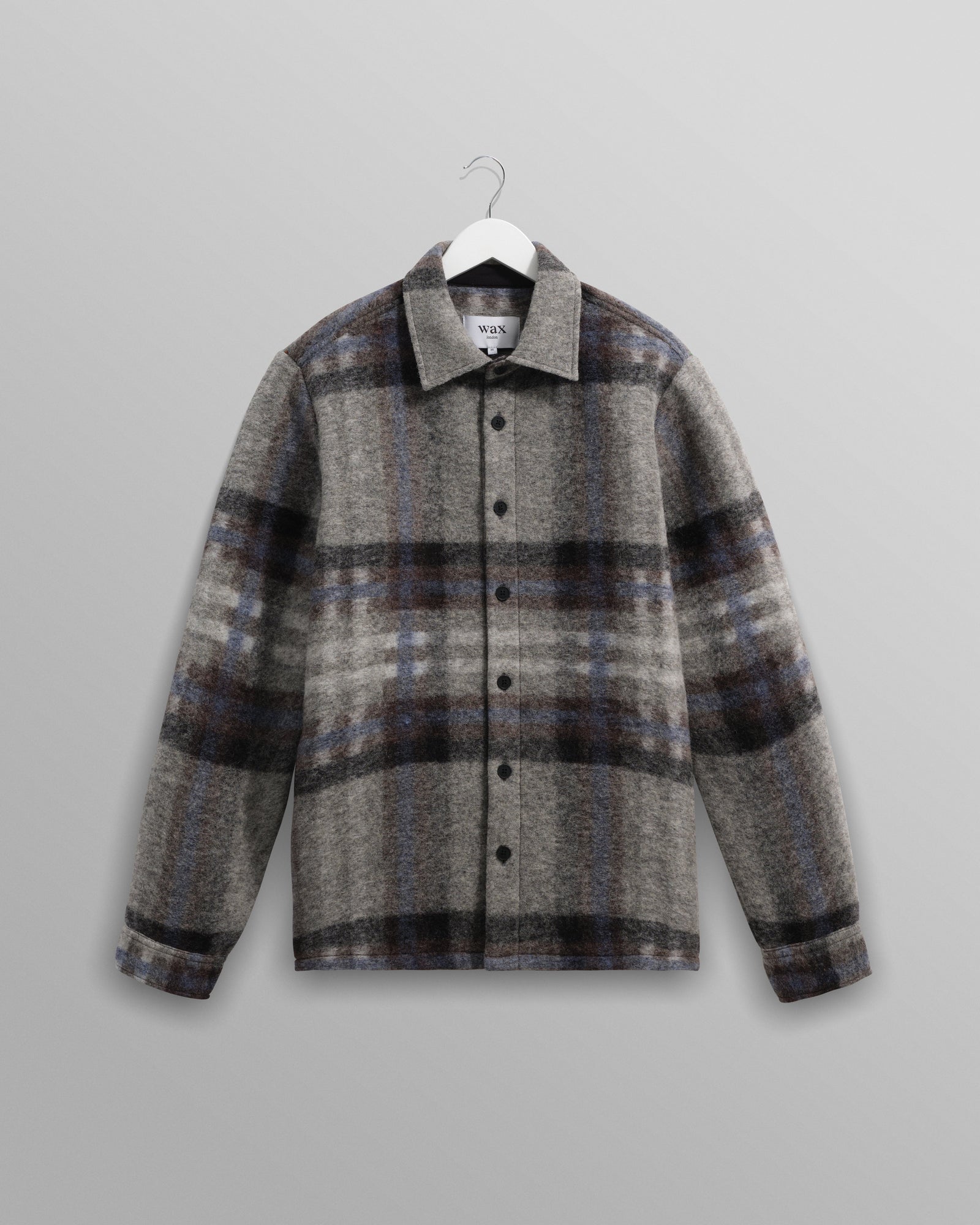 Nolan Grey And Blue Check Wool Overshirt