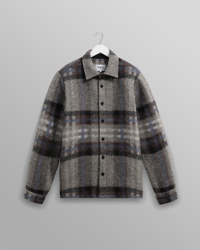 Nolan - Grey And Blue Check Wool Overshirt