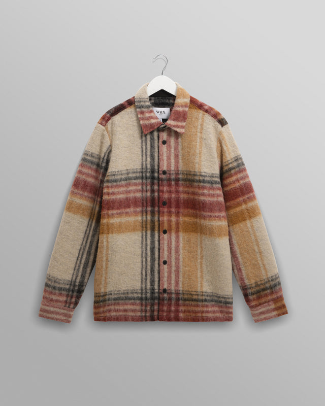 Nolan - Natural And Multicolour Check Wool Overshirt