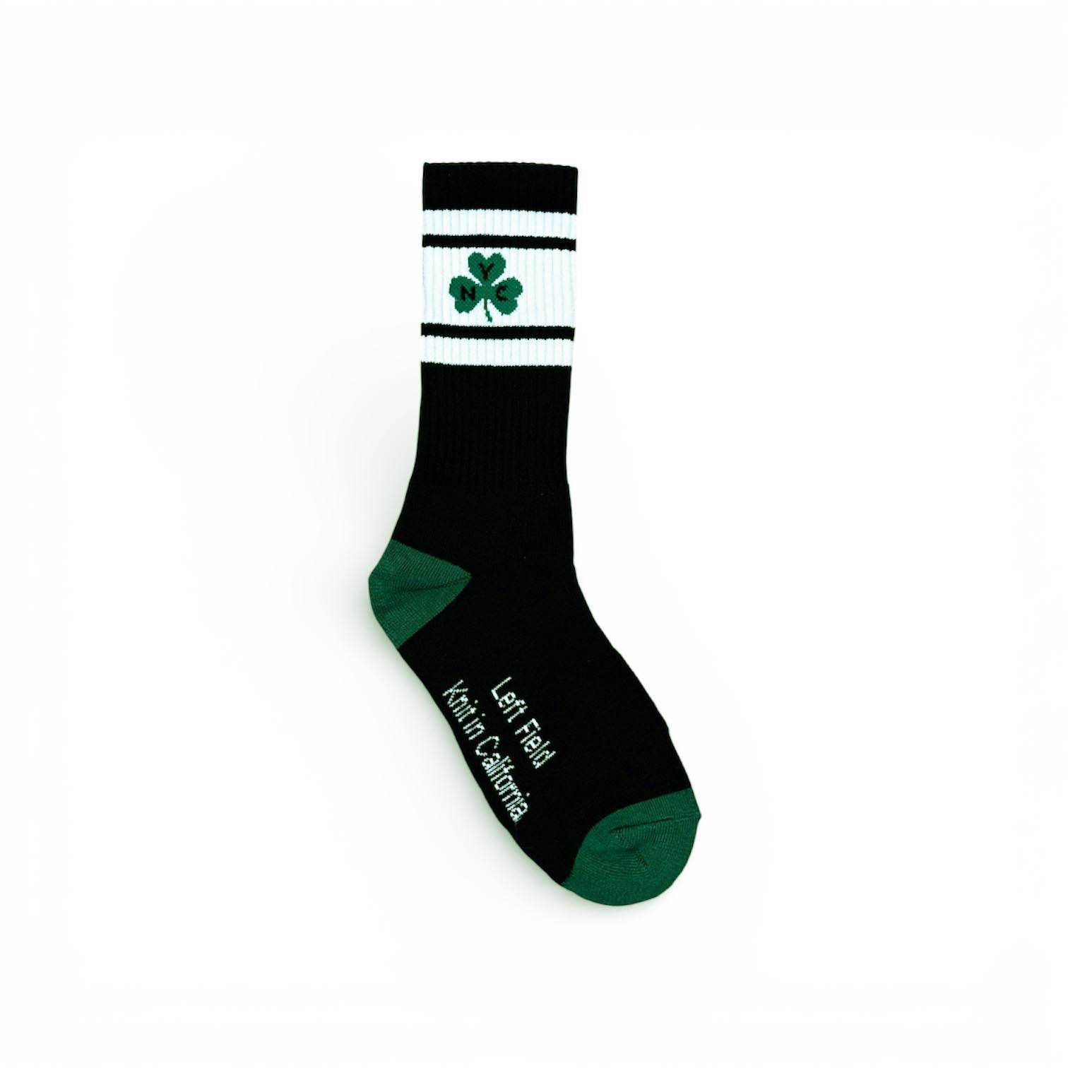 Nyc Shamrock Black And White Striped Bamboo Tube Socks