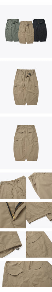 Nylon Cargo Balloon Pants Beige