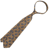 Geometrical Japanese Jacquard Silk Tie Beige Hand Rolled