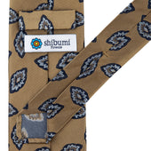 Geometrical Japanese Jacquard Silk Tie Beige Hand Rolled