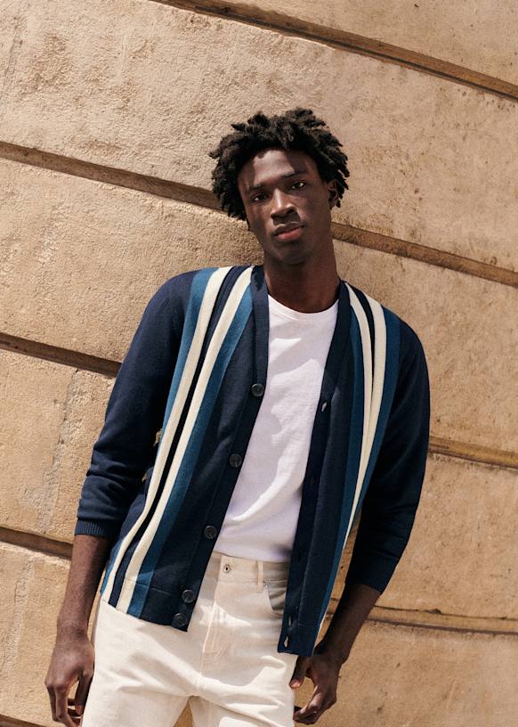 Ashby Cardigan - Navy / Ecru / Blue