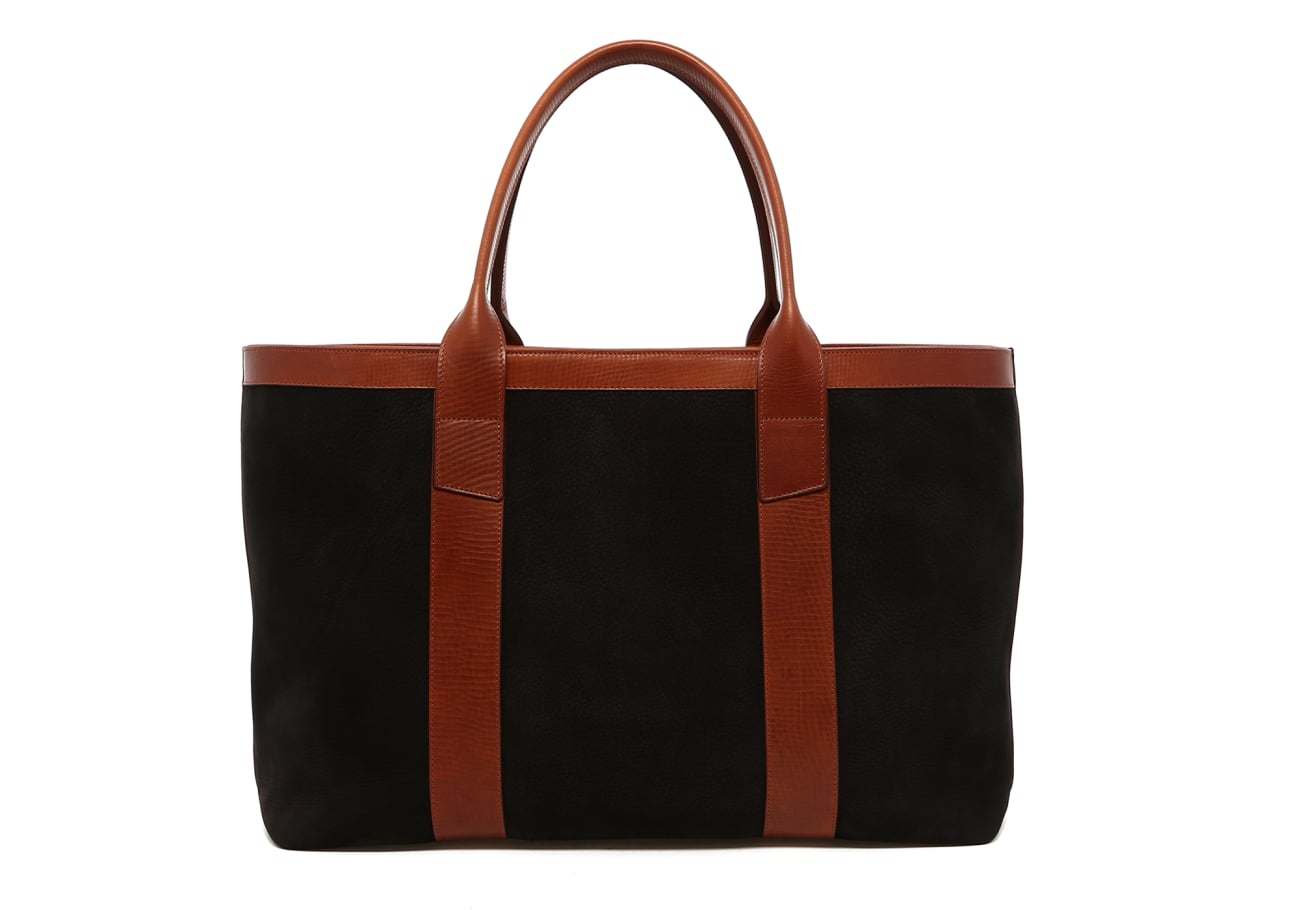 Large Working Tote - Black/Otter - Nubuck - Linen Interior