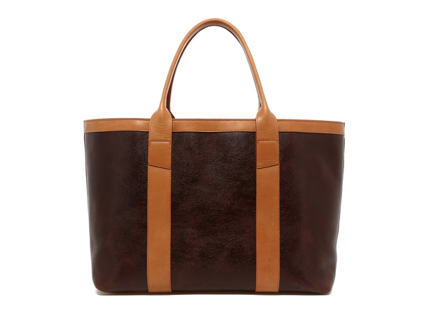 Large Working Tote - Glossy Root Beer/Natural - Linen Interior