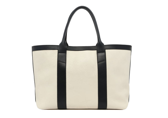 Large Working Tote - Marshmallow/Navy - Tumbled Leather