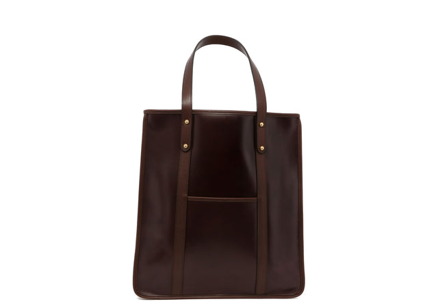 Market Tote - Deep Mahogany/Chocolate - Belting Leather - Unlined