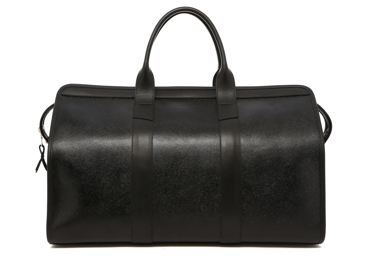 Signature Travel Duffle - Black Printed Grain Leather - Black Curdura